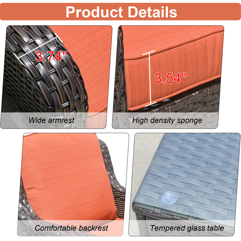 Winston Porter Emlynne Polyethylene (PE) Wicker 6 Person Seating